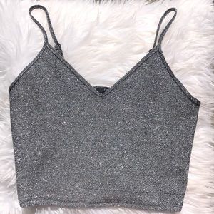 Sparkly Silver Crop Top